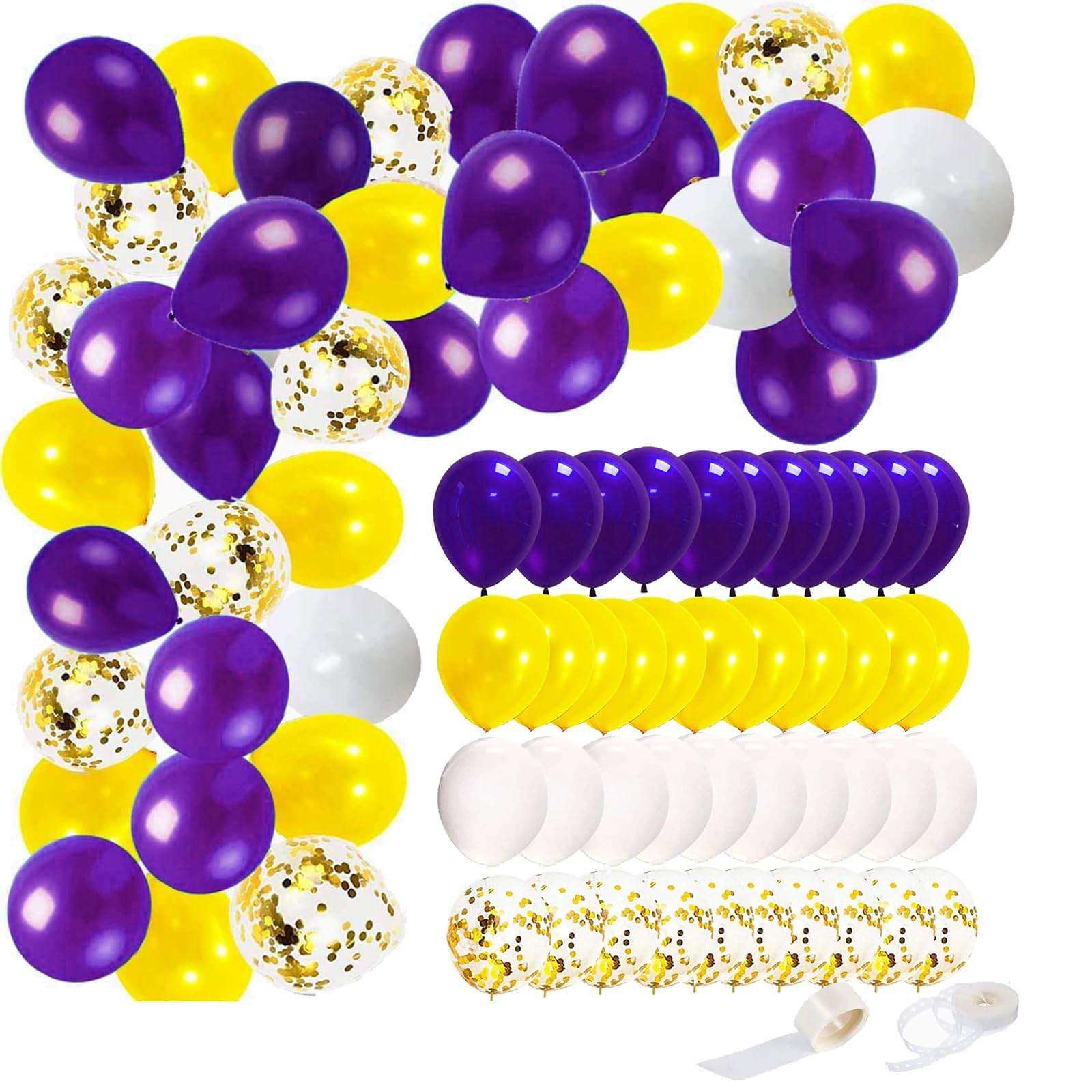 Graduation Party Decorations Purple Yellow 2024/Purple Yellow Balloons Purple Graduation Decorations 2024 NYU/Mardi Gras Party/Purple Yellow Gold Birthday Party Decoration Balloons of 40pcs