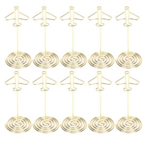 10Pcs Metal Table Number Holders, Airplane Shaped Place Card Holders for Wedding Party Tabletop, Picture Holders Stand for Photo Name Cards Menu Memo