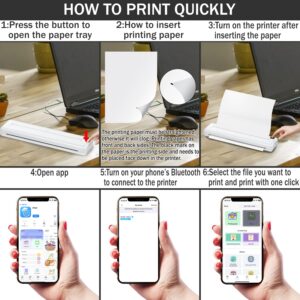 Darkant Portable Thermal Printer Wireless for Travel, Inkless Compact Printer, Small Bluetooth Thermal Mobile Printer Compatible with Android iOS Phones & Thermal A4 Paper (210 x 297mm)