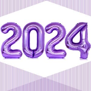 gaint 40 inch purple 2024 number balloons 2024 purple balloons for 2024 new year eve festival graduation party decorations supplies