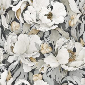 muralpeel white poppies floral modern grey peonies flowers peel and stick wallpaper self adhesive removable easy peel off stick on wall paper for bedroom renter