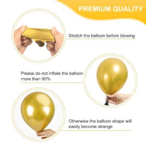 RUBFAC 120pcs 12 Inches White Gold Balloon Kit, Metallic Chrome Gold and Confetti Balloons for Birthday Wedding Engagement Bridal Shower Decorations