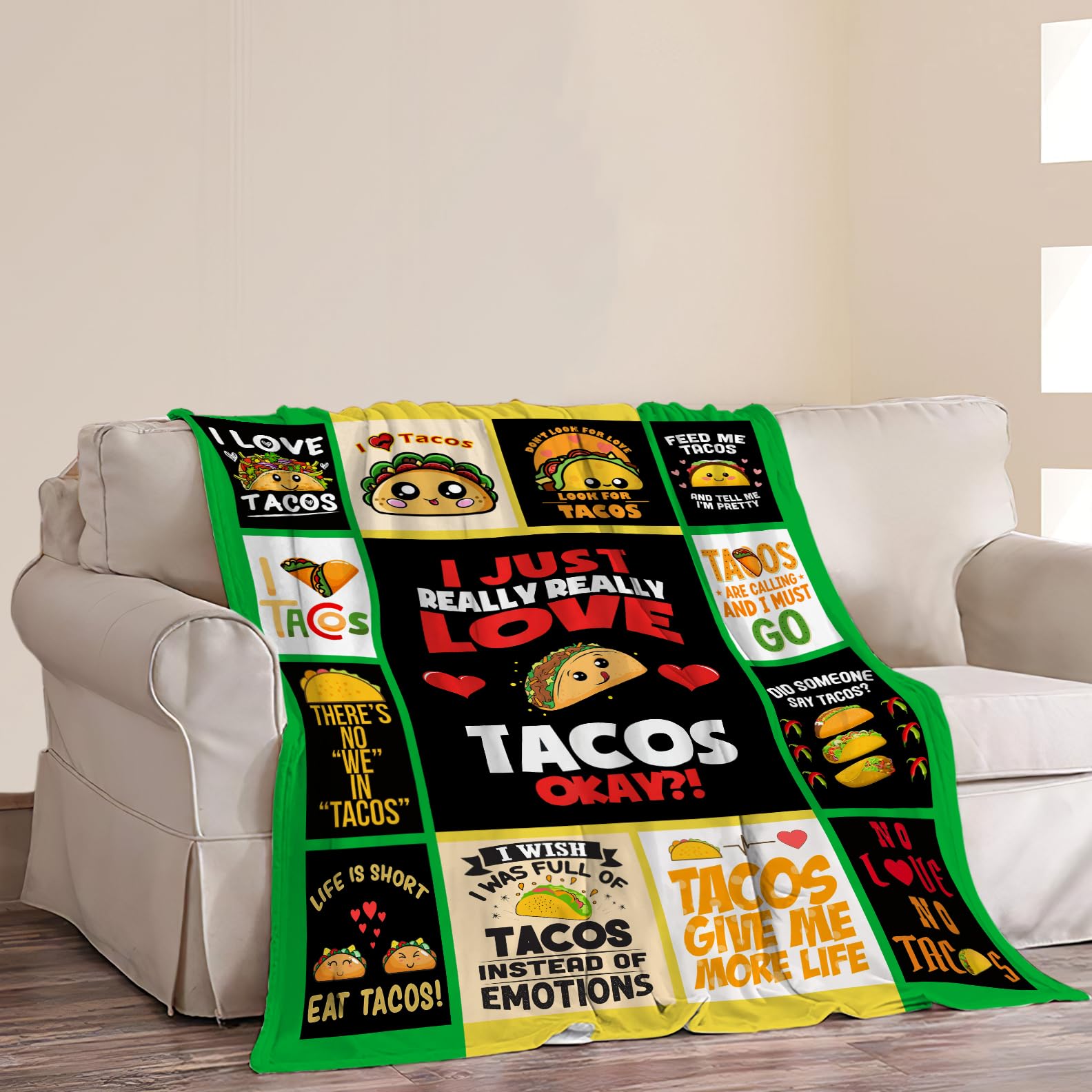 Cartoon Taco Throw Blankets for Girls Women Just Girl Who Loves Tacos Blanket Soft Warm Flannel Fleece Funny Cute Food Throws Plush Stuffed Animal Gifts for Kids Adults for Bed Bedding Decor 50"x40"