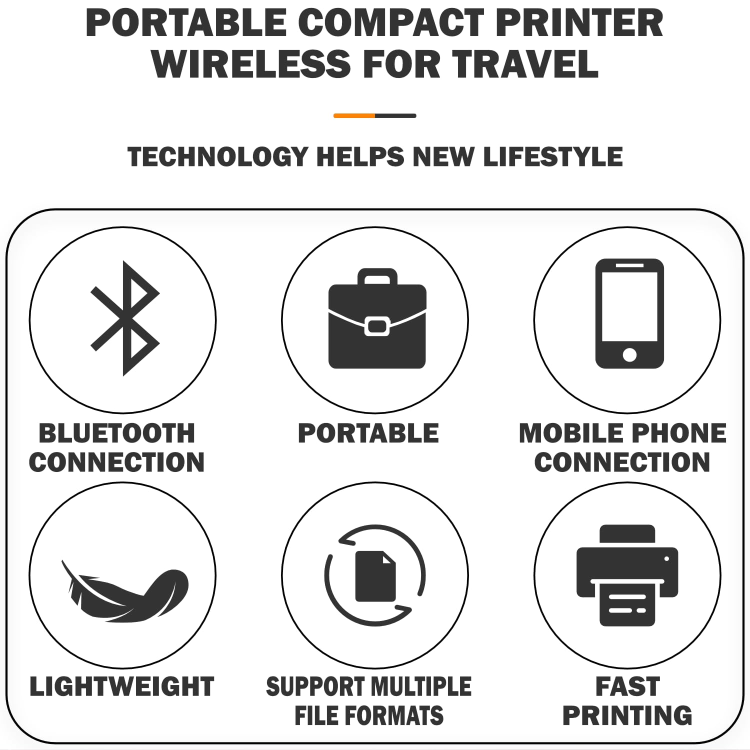 Darkant Portable Thermal Printer Wireless for Travel, Inkless Compact Printer, Small Bluetooth Thermal Mobile Printer Compatible with Android iOS Phones & Thermal A4 Paper (210 x 297mm)