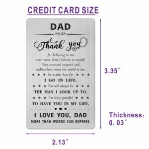 Gifts for Dad - Dad Engraved Wallet Card - Thank You Dad Gifts - Dad Gifts from Daughter Son - Dad Birthday Father's Day Card from Child