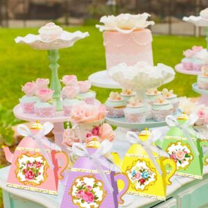 LaVenty 12 PCS Floral Tea Party Favor Bags Lets Partea Party Supplies Lets Partea Party Favor Boxes Tea Party Party Supplies Tea Party