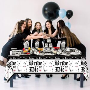 Bride or Die Bachelorette Party Decorations-121Pcs Halloween Bride or Die Paper Plates and Napkins Cups and Tablecloth Disposable Dinnerware Set for Bridal Shower Engagement Wedding Bachelorette Party