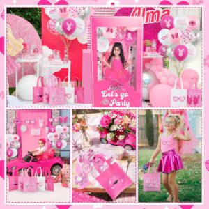 FHzytg 20Pcs Pink Girl Party Favor Bags, Hot Pink Princess Party Candy Bags Gift Bags Pink Theme Party Treat Goodie Bags for Pink Princess Birthday Baby Shower Bachelorette Party Decoration