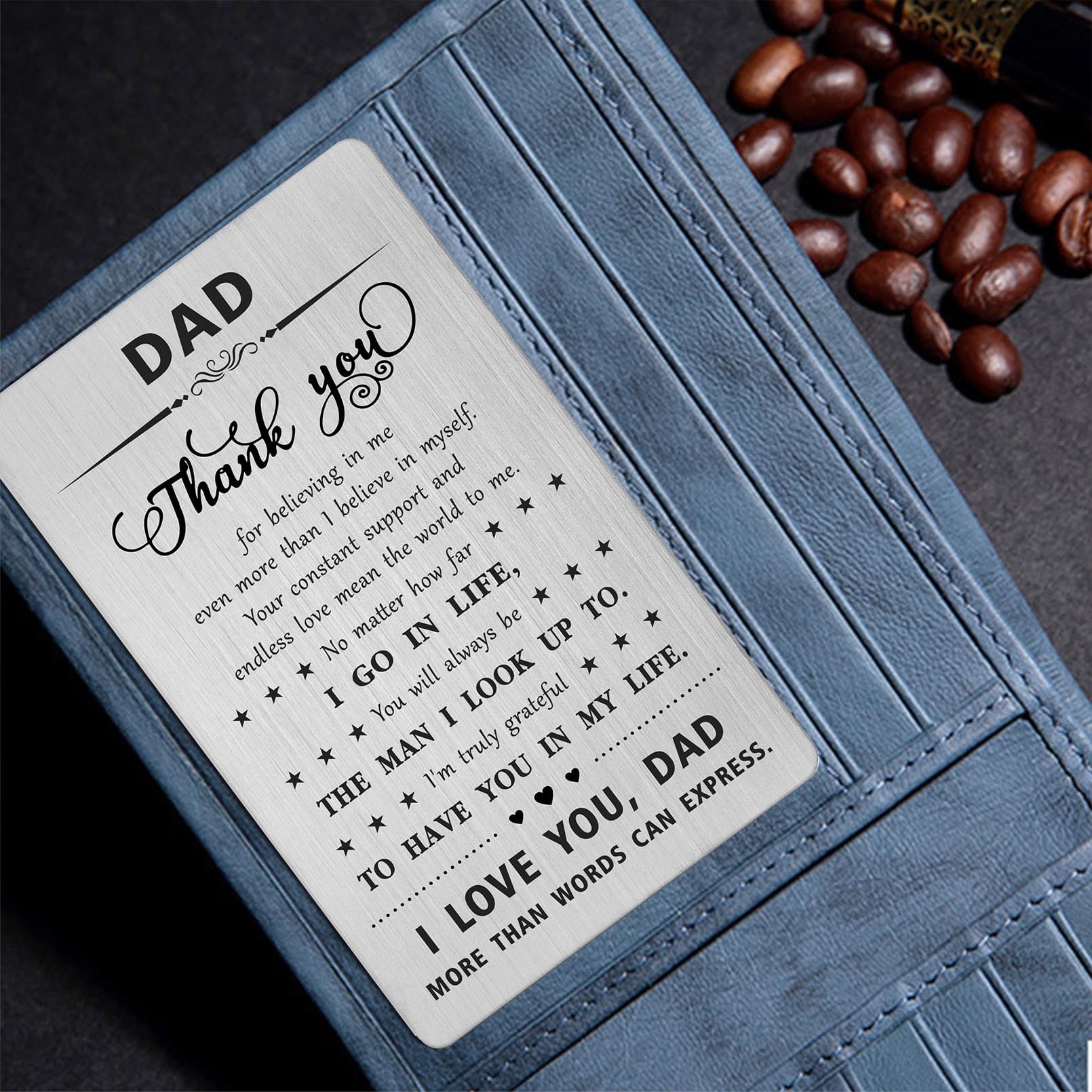 Gifts for Dad - Dad Engraved Wallet Card - Thank You Dad Gifts - Dad Gifts from Daughter Son - Dad Birthday Father's Day Card from Child