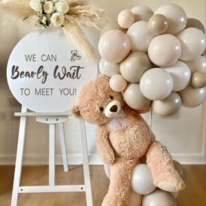 we can bearly wait to meet you baby shower party decorations - baby shower decal for balloon arch, bear theme baby shower stickers decal sign