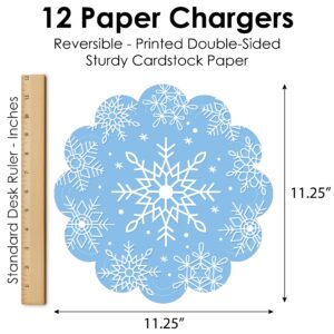 Big Dot of Happiness Blue Snowflakes - Winter Holiday Party Round Table Decorations - Paper Chargers - Place Setting For 12