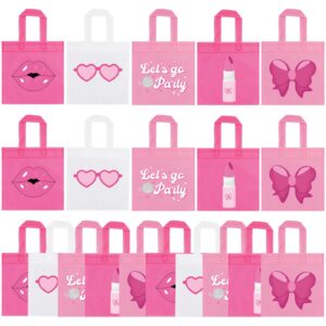 fhzytg 20pcs pink girl party favor bags, hot pink princess party candy bags gift bags pink theme party treat goodie bags for pink princess birthday baby shower bachelorette party decoration