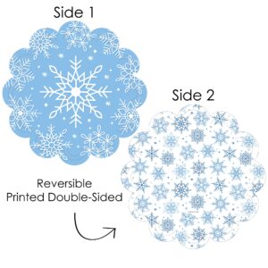 Big Dot of Happiness Blue Snowflakes - Winter Holiday Party Round Table Decorations - Paper Chargers - Place Setting For 12