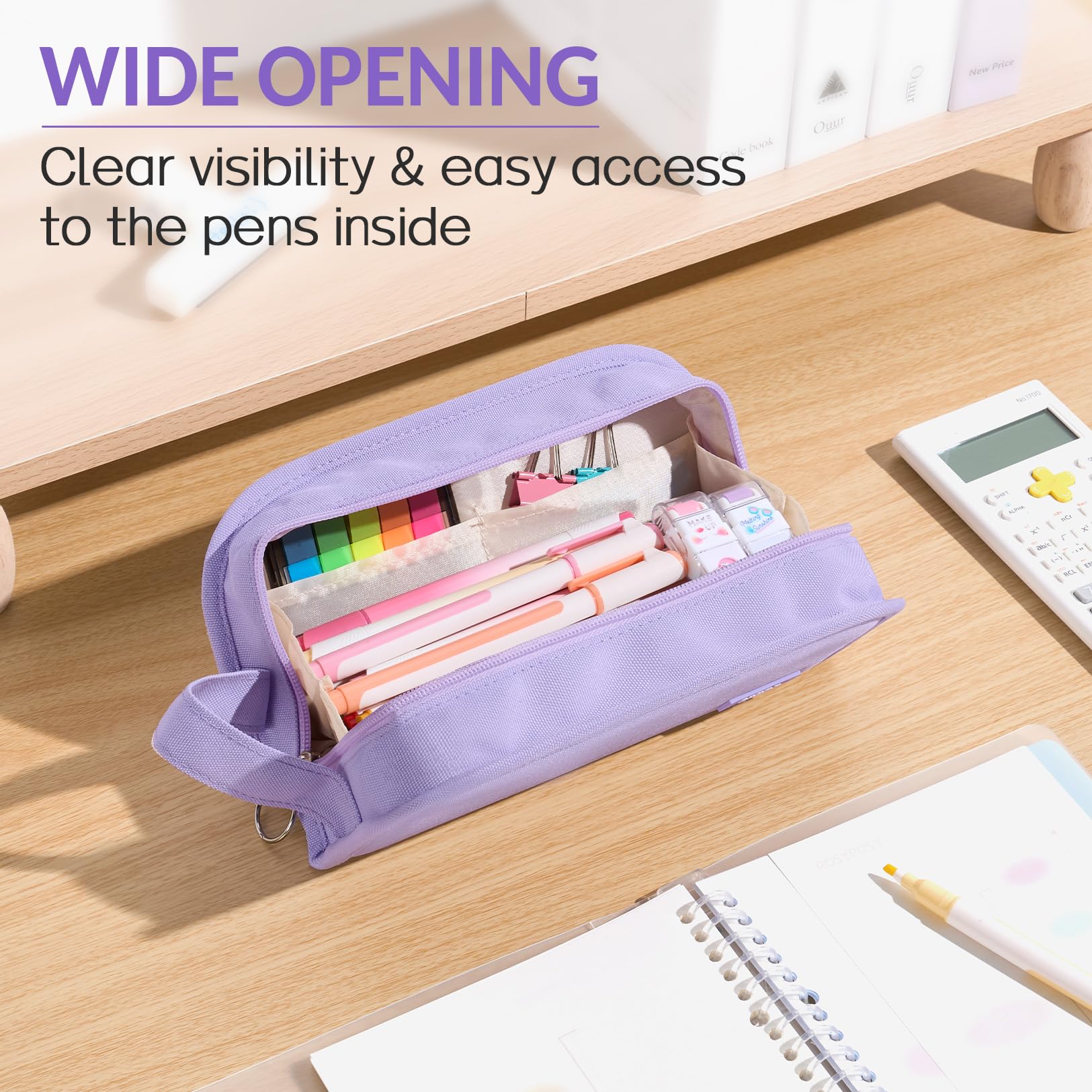 Sooez Wide Opening Pencil Case, Large Capacity Pencil Pouch Organizer Aesthetic Pencil Bag for School Supplies Stationery, Marker Pouch Makeup Bag Organizer