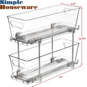 Simple Houseware 2-Tier Narrow Basket Drawer Cabinet Pull-Out Organizer, Clear