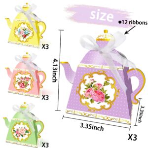 LaVenty 12 PCS Floral Tea Party Favor Bags Lets Partea Party Supplies Lets Partea Party Favor Boxes Tea Party Party Supplies Tea Party