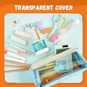 YPLUS Super Capacity Pencil Case Pencil Pouch with Transparent Side Bag, Big Cute Pencil Box for Boys Girls, Aesthetic Large Pencil Bag for Desk Classroom Stocking Stuffers for Kids Toddler - Orange