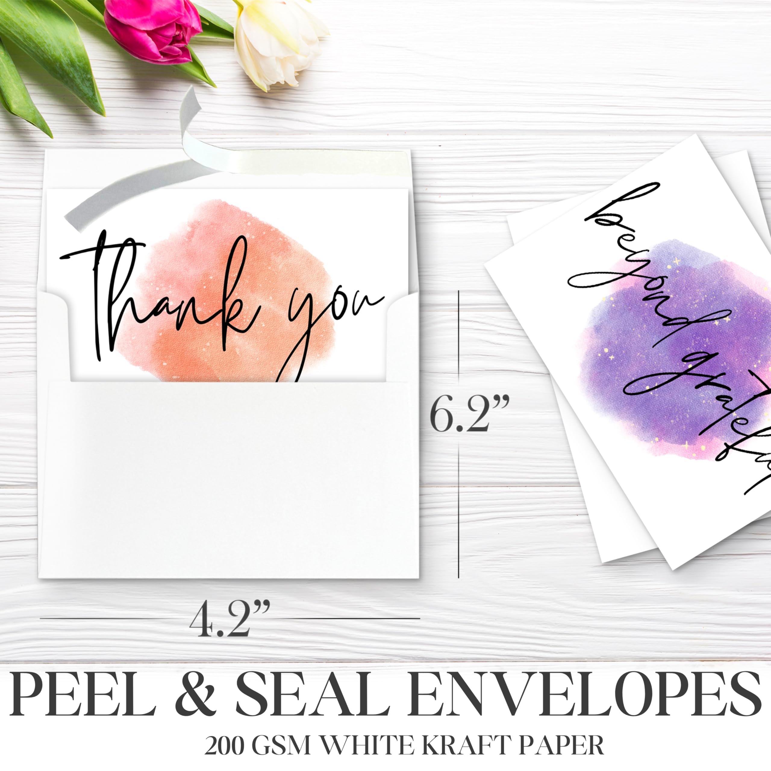 Thank You Cards - 36 Thank You Cards with Envelopes - Blank and Pre-folded , 4x6 inch , Thank You Notes for Any Occasion - Baby Shower , Wedding , Bridal Shower , Graduation or Business