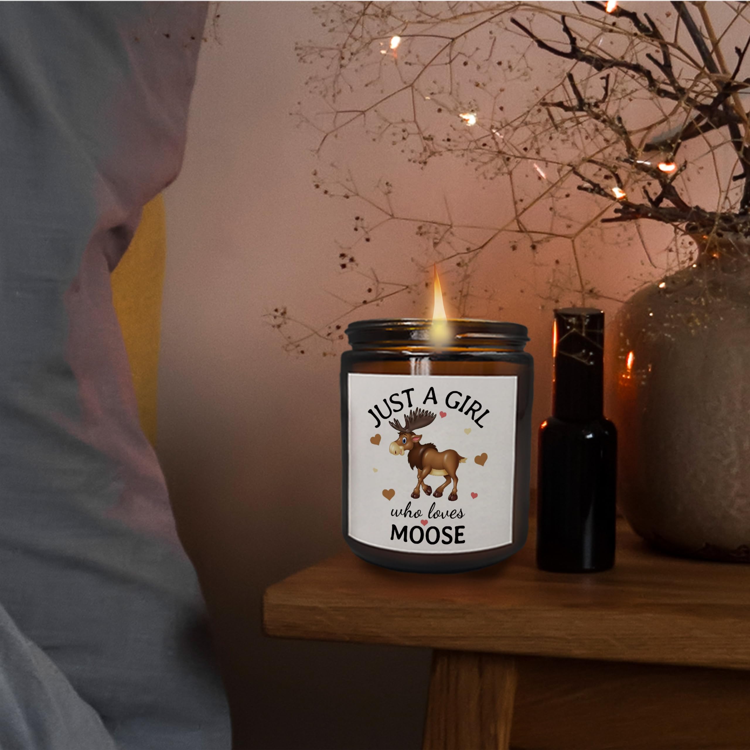 Mancheng-zi Moose Gifts for Women Girls Moose Lovers, Funny Moose Gifts, Moose Themed Gifts, Just a Girl Who Loves Moose Scented Candles