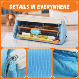 YPLUS Super Capacity Pencil Case Pencil Pouch with Transparent Side Bag, Big Cute Pencil Box for Boys Girls, Aesthetic Large Pencil Bag for Desk Classroom Stocking Stuffers for Kids Toddler - Orange