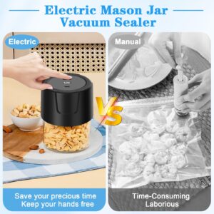 Aizilasa Electric Mason Jar Vacuum Sealer, Vacuum Sealer for Canning Jars Freeze Dried Food Storage, Jar Vacuum Sealing Machine with 5 Regular & 5 Wide Mouth Mason Jar Sealer Lids