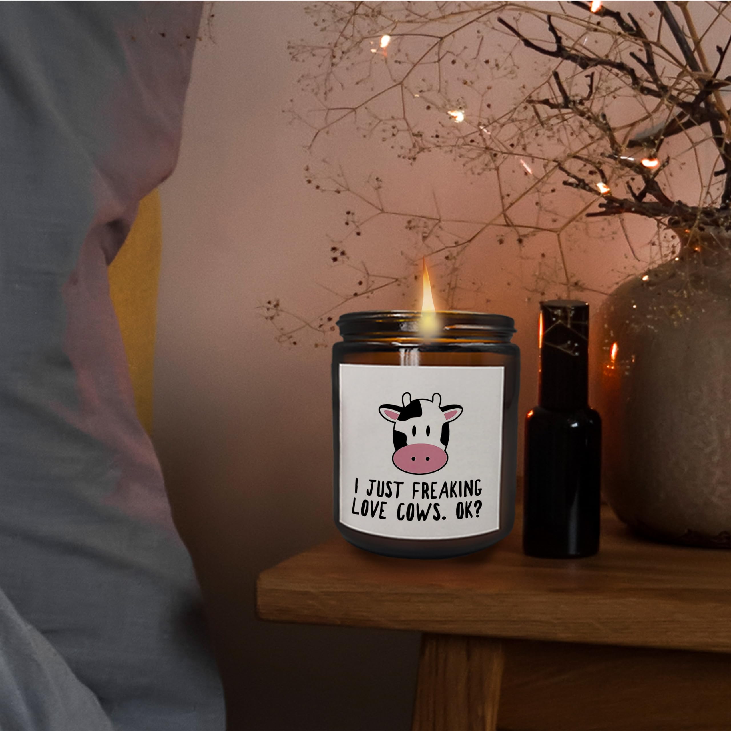 Mancheng-zi Cow Candle, Cow Gifts for Women Girls Cow Lovers, Cute Cow Gifts,I Just Freaking Love Cows OK Scented Candles