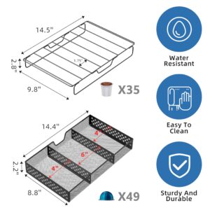 Simple Trending Coffee Pod Holder for K-Cups, with 2 Tier Slidng Storage Drawer and Coffee Accessories Holder, 63 Large or 80 Small Capsule Organizer, Black