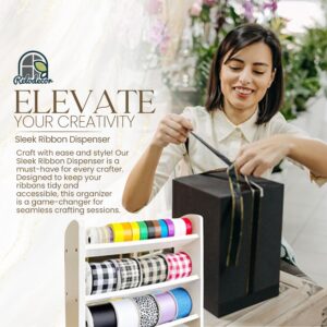 RELODECOR Ribbon Holder for Ribbon Organizer Rack, Easy to Use Ribbon Dispenser, and Ribbon Spool Holder for Craft Enthusiasts