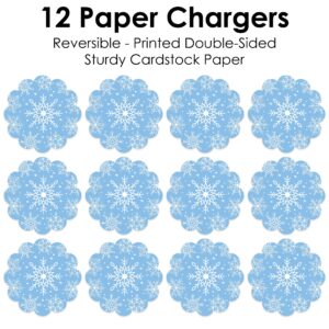 Big Dot of Happiness Blue Snowflakes - Winter Holiday Party Round Table Decorations - Paper Chargers - Place Setting For 12