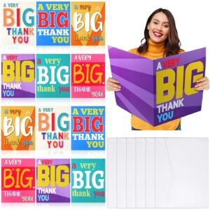 zhanmai 12 pack very big thank you card jumbo farewell card with envelope large funny greeting cards giant appreciation cards gift for employee coworker birthday christmas gift, 14.4 x 22.1''