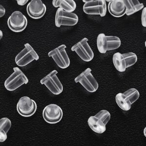 earring backs rubber,200pcssoft clear ear safety back pads backstops bullet clutch stopper replacement for fish hook earring studs hoops