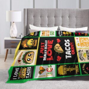 Cartoon Taco Throw Blankets for Girls Women Just Girl Who Loves Tacos Blanket Soft Warm Flannel Fleece Funny Cute Food Throws Plush Stuffed Animal Gifts for Kids Adults for Bed Bedding Decor 50"x40"