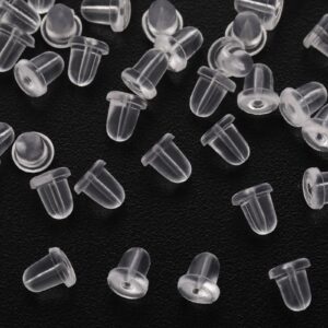 Earring Backs Rubber,200pcsSoft Clear Ear Safety Back Pads Backstops Bullet Clutch Stopper Replacement for Fish Hook Earring Studs Hoops