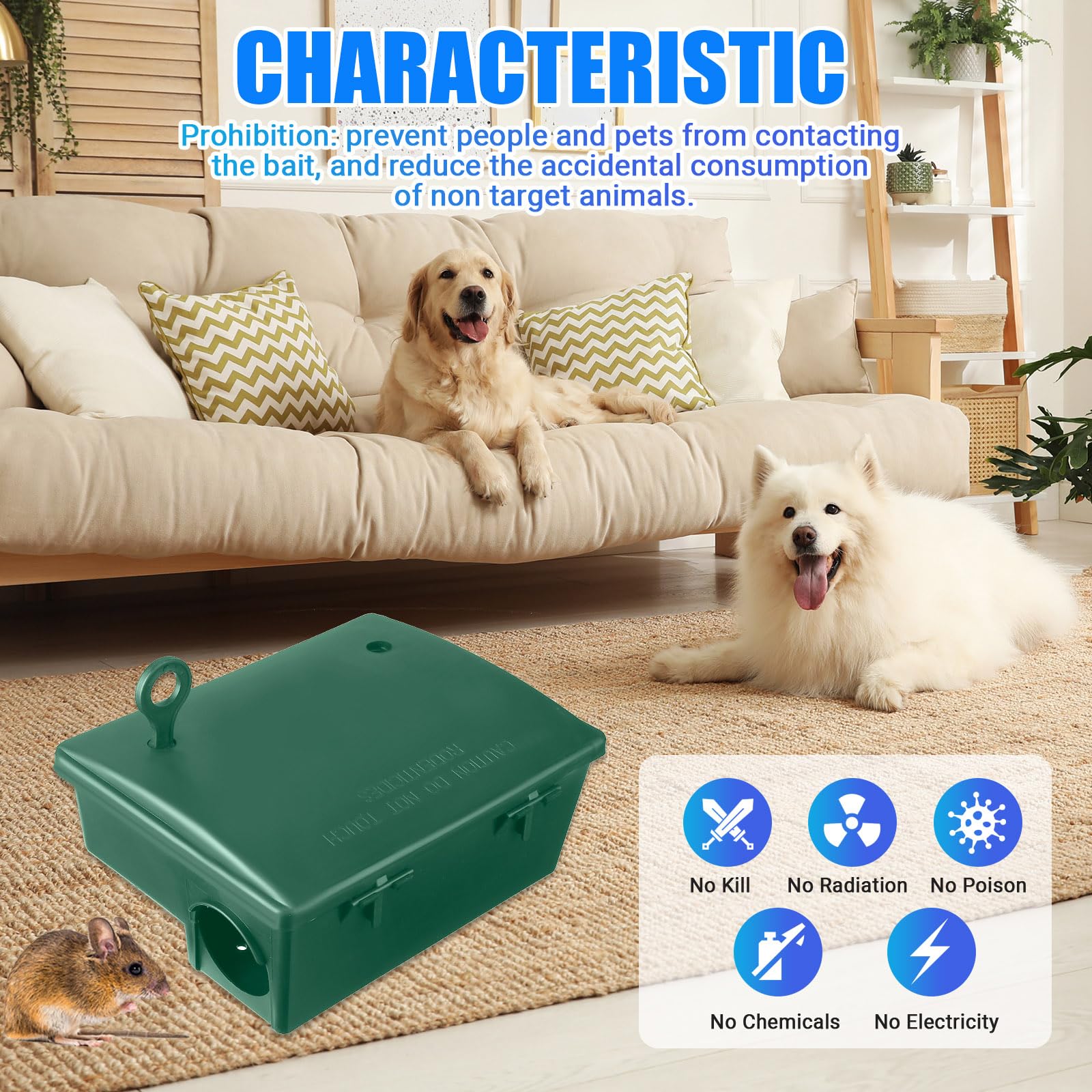 4 Pack Rat Bait Stations Large Rodent Bait Station with Key Reusable Mouse Bait Stations Mice Bait Blocks Heavy Duty Bait Boxes for Outdoor Rodents Mice Bait Blocks, Bait Not Included (Green)