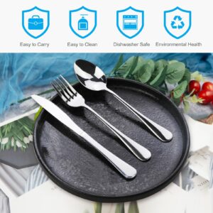 4PCS Premium Travel Utensils With Case, Stainless Steel Reusable Portable Utensils Set With Case, Lengnoyp Travel Silverware Set With Case for Lunch Box Includ Fork Spoon Knife Set, Silver