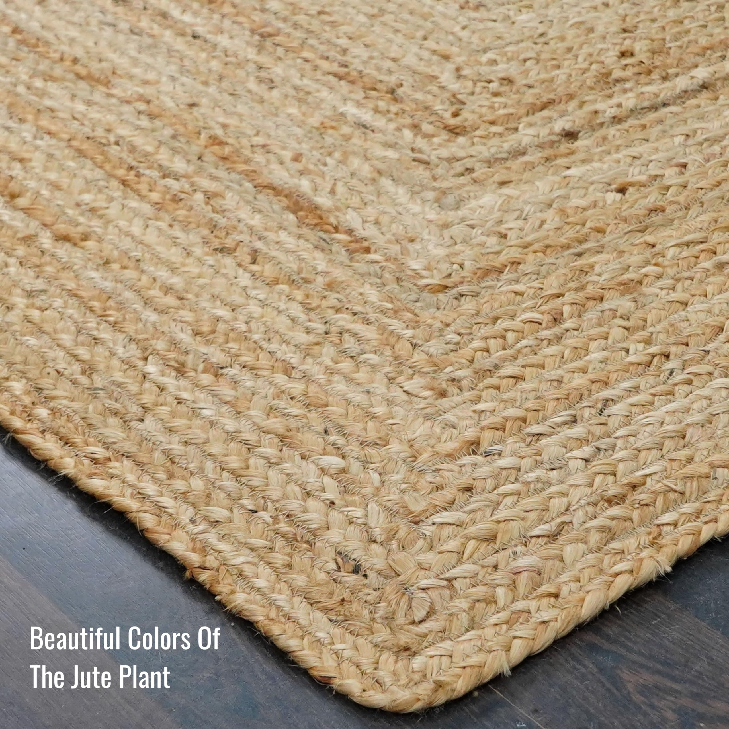 Homespice George Natrual 8x10' Braided Rug for Rustic Home Decor, Enhance Your Home's Aesthetic with Natural Jute Rug