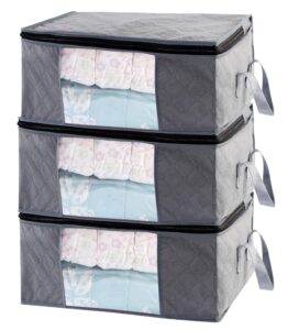 storage clothes bins closet bags - 35l containers organizer boxes clothing bin organization for organizing blanket pillow sheet sweater, foldable fabric bedroom small storage totes with lids zipper