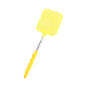 extendable fly swatter telescopic plastic flies killer manual fly swatter heavy duty plastic fly swatter for indoor outdoor(yellow)