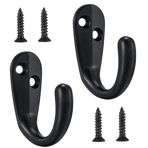 Jukzi 10 Pack Coat Hook Wall Mounted Single Prong Matte Black Heavy Duty Rust-Proof Hooks for Hanging Wall Coat Towel Key Bathroom Kitchen Living Room Hooks