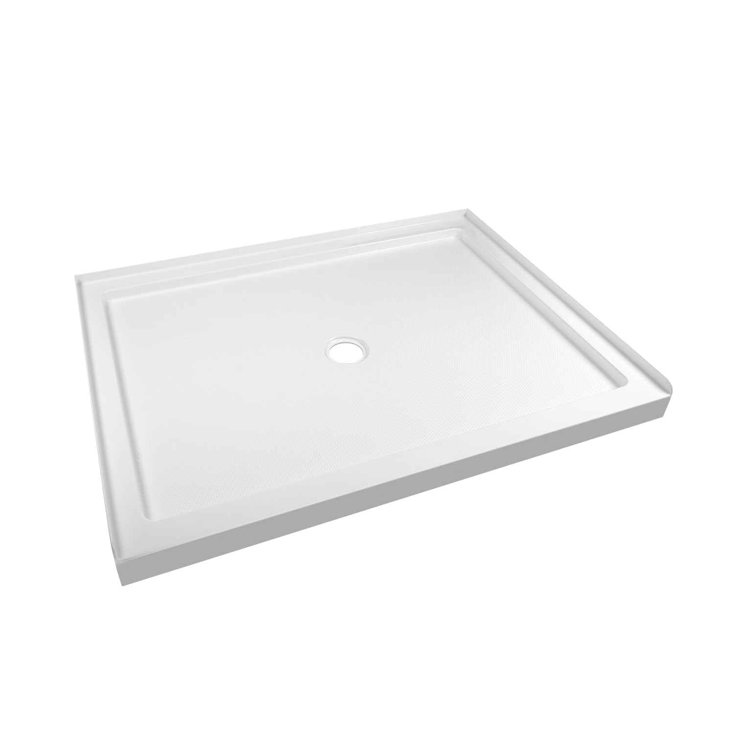 DeerValley DV-1SB0107 48"L X 30"W Shower Base in White with Single Threshold and Center Drain, Center Drain Location, Small Rectangle Acrylic Shower Pan, Non-slip Design