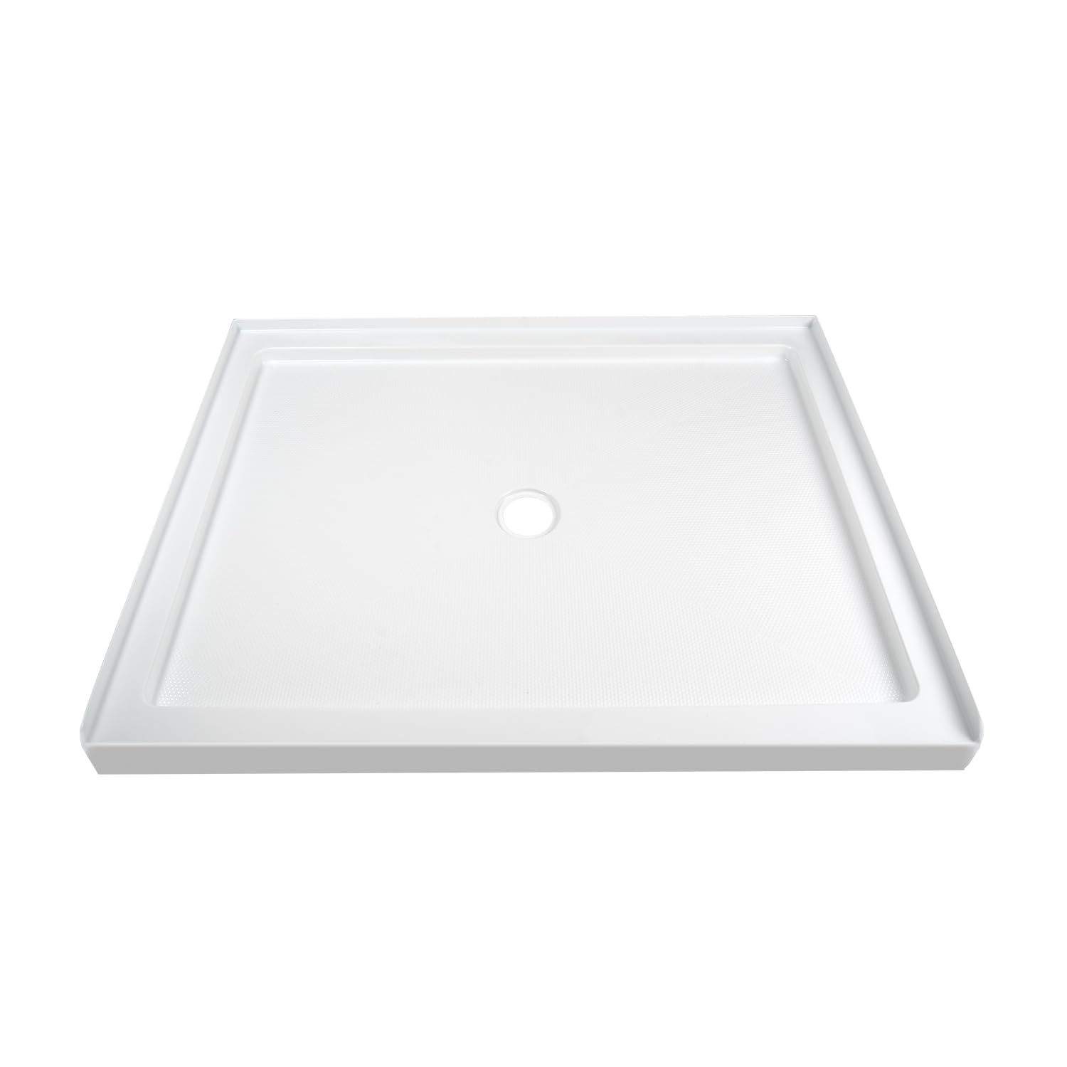 DeerValley DV-1SB0107 48"L X 30"W Shower Base in White with Single Threshold and Center Drain, Center Drain Location, Small Rectangle Acrylic Shower Pan, Non-slip Design