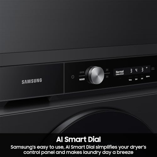 Samsung DVE53BB8700VA3 Bespoke 7.6 cu. ft. Ultra Capacity Super Speed Dry and AI Smart Dial Electric Dryer, Brushed Black