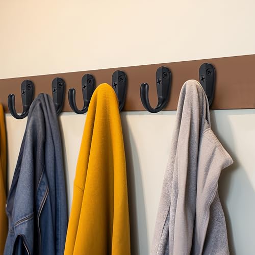 Jukzi 10 Pack Coat Hook Wall Mounted Single Prong Matte Black Heavy Duty Rust-Proof Hooks for Hanging Wall Coat Towel Key Bathroom Kitchen Living Room Hooks