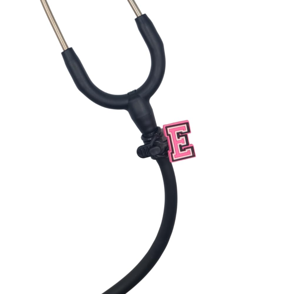 Stethoscope Charms - letter pink E - Medical Gift