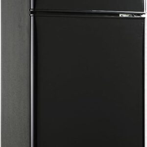 Fcicarn 3.5 Cu. Ft. Compact Refrigerator, Energy efficient mini fridge with freezer, double doors, 7-level thermostat for small spaces, Black