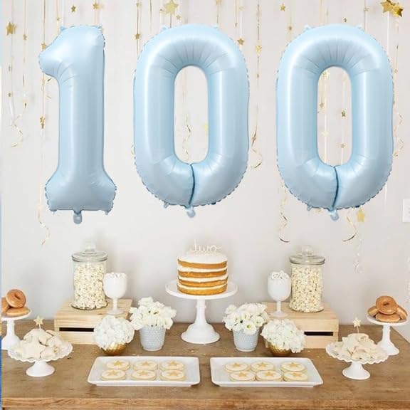 YFHVJTKO 40 Inch Number 60 Foil Balloons 60th Celebration Decorations for Happy 60th Birthday Party Wedding Bridal Shower Engagement Photo Shoot Anniversary Decoration, Number 60 Baby Blue Balloon