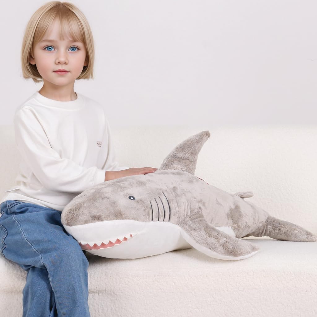 FFxiong 32 Inch Giant Shark Stuffed Animal Pillow, Big Whale Shark Cute Doll Body Soft Plush Stuffed Animals Toys, Gifts for Boys Girls Kids Valentines Christmas Birthday Party