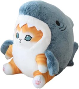 amanss 12'' cute shark cat plush toy shark cat stuffed animal plushies doll, soft stuffed shark kitten pillow christmas birthday gifts for kids boys girls (shark cat)