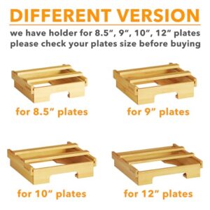 SpaceAid 9-inch Paper Plate Dispenser, Under Cabinet Bamboo Plates Holder, Kitchen Counter Vertical Plate Dipensers Holders Countertop Caddy (for 9 inches Plates, Bamboo)