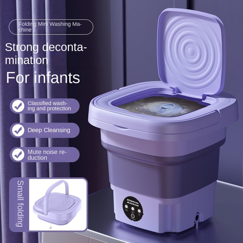 Folding Washing Machine, Mini Washing machine, 8L large-Capacity Dryer. The Deep Cleaning of underwear, Baby Clothes and other small clothes is suitable for travel and dormitory (Touch Screen Control)